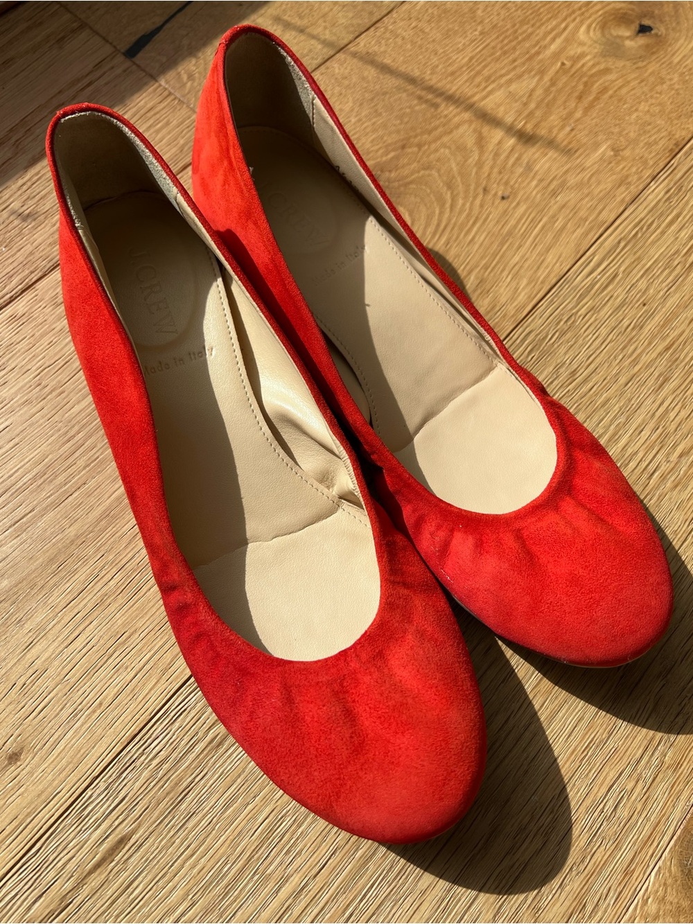J Crew Red Suede Ballet Flats - Made In Italy